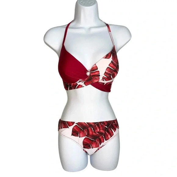 Tropical Palm Tree Res Leaf Print Bikini Set - Large, Like New. Ladies Swimwear - Picture 8 of 8